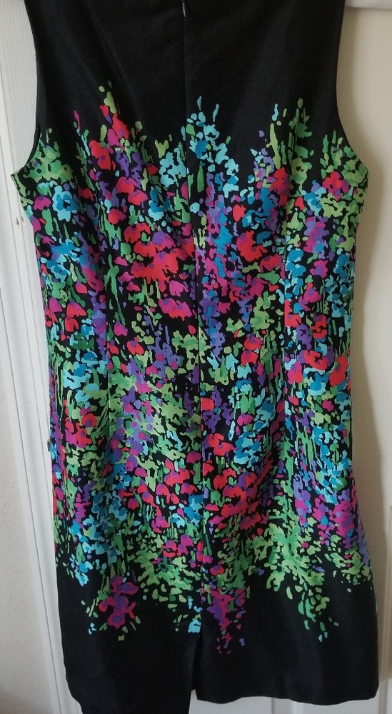 Sleeveless cotton black and floral dress - Picture 2 of 4